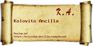 Kolovits Ancilla névjegykártya