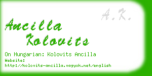 ancilla kolovits business card